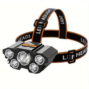 Headlamp LED Lamp Consisting Of 5 Lights String Lighting Rechargeable With USB - Adjustable From 180 Degrees 4 Modes Flashlight Lightweight Head Light - Ideal For Outdoor Lovers As Camping Gear, Exploring, Hiking, Cycling, Fishing, Climbing.