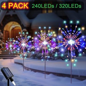 4pcs Solar Lights Outdoor, Outdoor Lights, Solar Lights - Multi-Color Changing, Glowing Rods, Waterproof, Energy-Efficient, Decorative Flower Lights for Landscape, Lawn, Pathway, Festive Celebrations, Outdoor Decor, and Ambiance Lighting