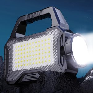 Solar Camping Lantern Long Range Outdoor Camping Searchlight Type C Rechargeable Handheld Spotlight Torch COB for Hiking Fishing