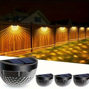 4pcs OUTTUO Solar Fence Lights - Warm White, Waterproof, Solar Powered Deck Lights For Fence, Patio, Porch, Pathway, Walkway, Garden, Yard - Durable, Easy To Install, Energy Saving, Long Lasting