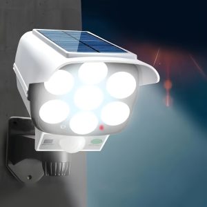 1pc Outdoor Sports Sensor Solar Light, 2000 Lumens, 77 LED Spotlights, with Remote Control, Wireless Floodlight Mannequin Security Camera, Suitable for Hotels, Porches, Gardens, Terraces, Driveways - Solar and Wireless