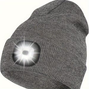 LED Beanie Hat With Light, Rechargeable Headlamp Cap, Unisex Winter Warm Knitted Hats, Headlight Flashlight For Running Hiking Camping, Tech Gifts For Men Women Handyman Teens